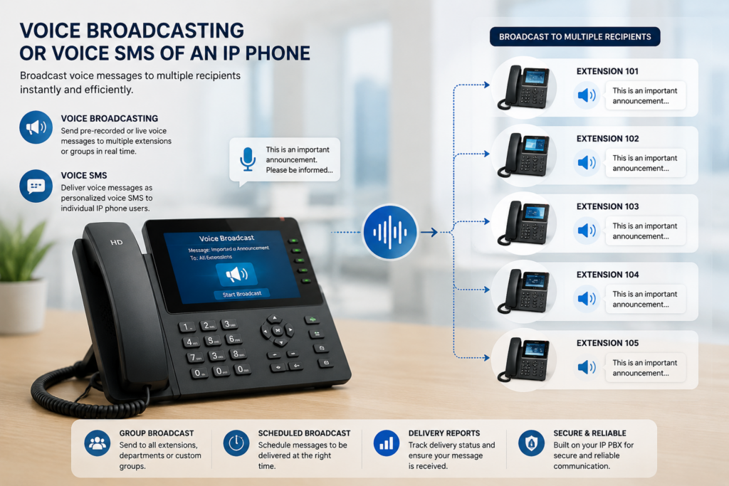 voice broadcasting or voice SMS of an IP phone in bangladesh
